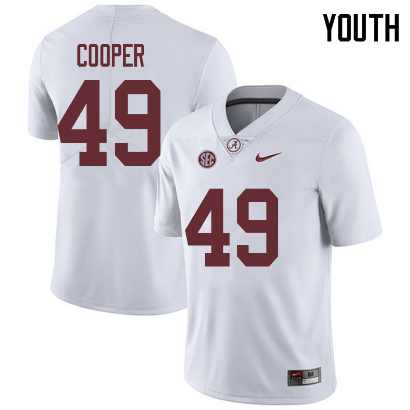 Alabama Crimson Tide Youth William Cooper #49 White NCAA Nike Authentic Stitched 2018 College Football Jersey PF16M47AK